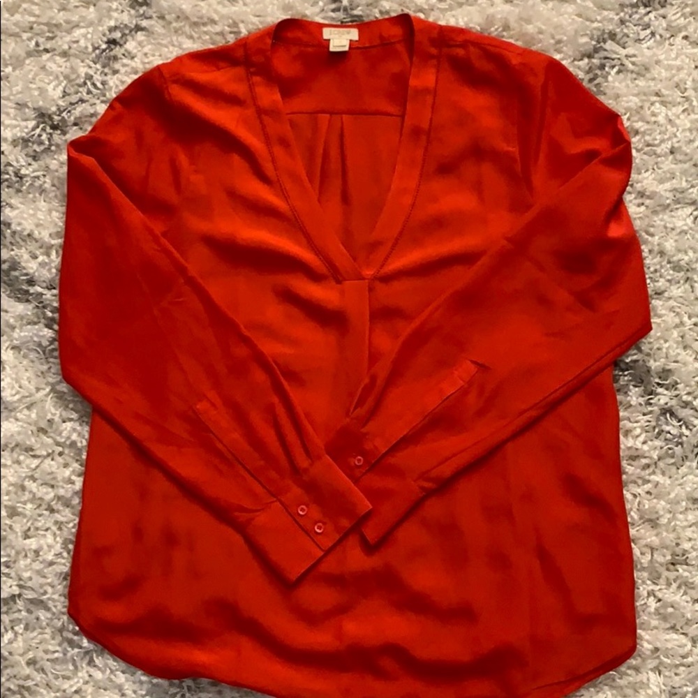 NWOT J. Crew Red Long-Sleeve Top